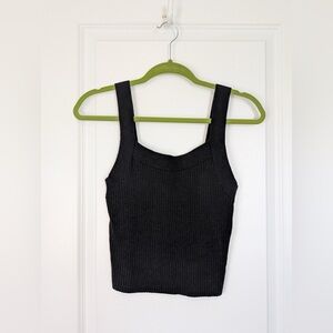 Abercrombie and Fitch Ribbed Sweater Cropped Tank Top Black Size Large